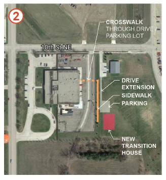 Aerial view of proposed building of a new transition house near high school