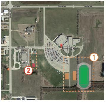 Proposed site modifications detailed in aerial image of HS Grounds